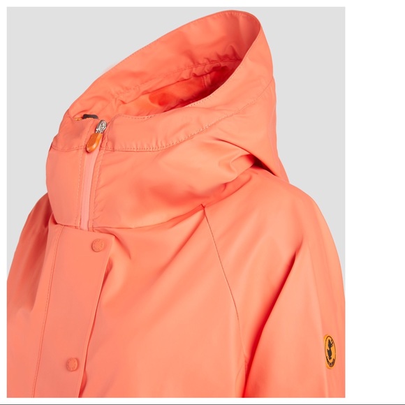 SAVE THE DUCK Snap Button Orange Rain Coat w/ hood - Picture 3 of 8